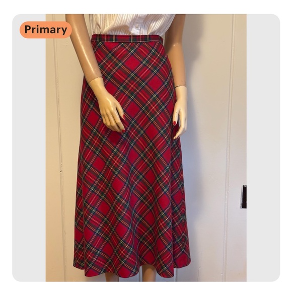 Dresses & Skirts - Talbots 100%wool red plaid midi skirt made in USA size 14